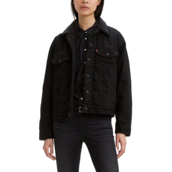 Nwot Levi’s Original Sherpa Trucker Jacket Women’s Black Size XS - Picture 1 of 12